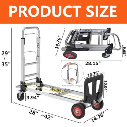 2 in 1 Folding Convertible Hand Truck & Dolly Platform Cart, 500-700 lb