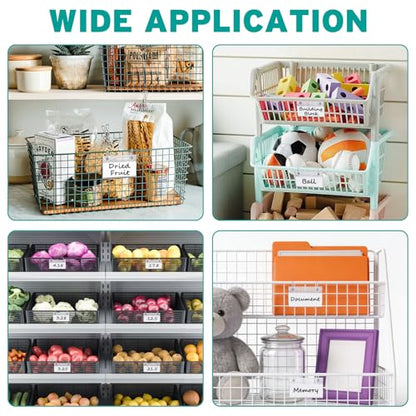 Meetory Basket Labels - 50PCS Shelf Label Holder with Easy Button Lock Design, Wire Shelf Label Holder, Wire Rack Display Holder Price Sign for Market