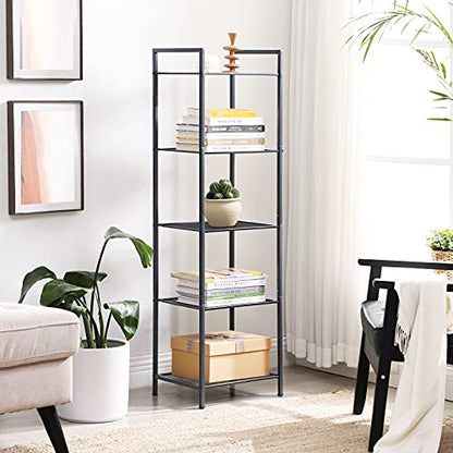 SONGMICS 5-Tier Storage Rack, Bathroom Shelf, Extendable Plant Stand - color: Black, size: 5 Tiers