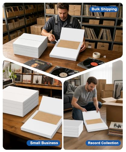 13.2" x 13.2" x 1.3" Corrugated Cardboard Vinyl Record Mailers,8 Pcs