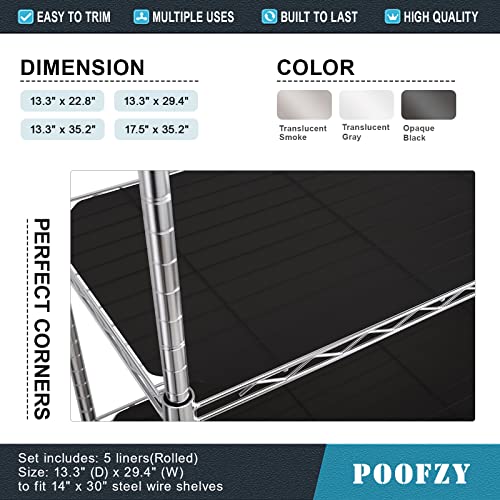 Poofzy Wire Shelf Liner 16" x 36", Set of 5 Black - color: Black, size: 16"x36" 5pcs