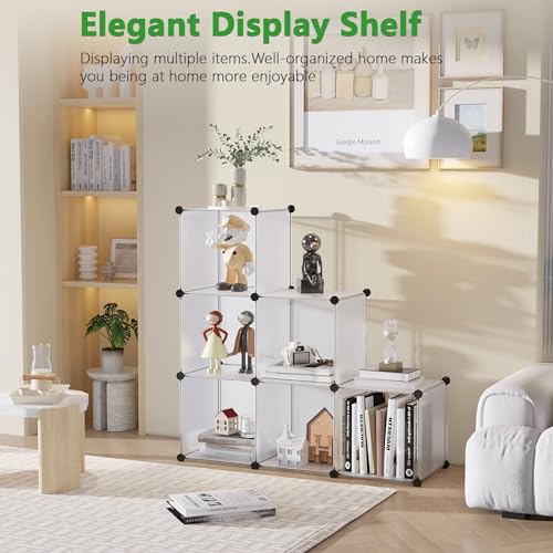 C&AHOME 6-Cube Storage Organizer Cube Shelf Closet Storage Bookcase, White - color: Translucent White