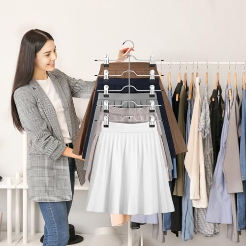 Pants Skirt Hangers with Clips 2 Pack 5 Tier