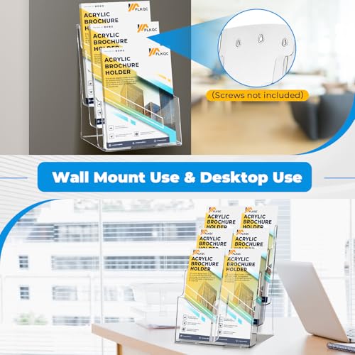 2Pcs Acrylic Brochure Holder 8.5 x 11, 3 Tier Brochure Display Stand - size: 2 Pack 3 Tier 8.5x11"