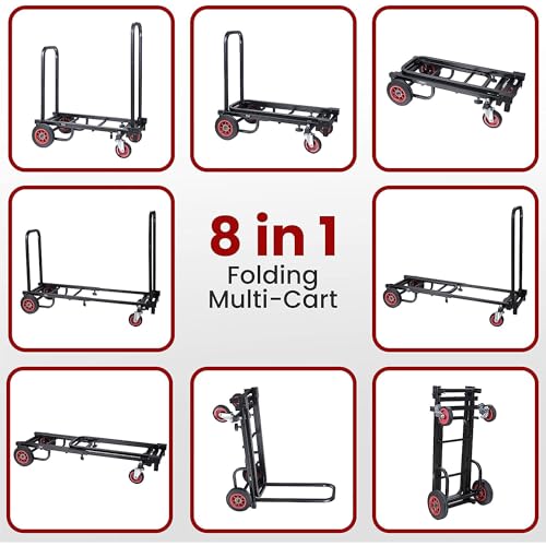 Pyle Compact Folding Adjustable Equipment Dolly - Heavy Duty Multi‑Function Convertible Cart Hand Truck/Platform Cart with Wheels - Expandable Up to 25.24" to 40.24" - 200LBS MAX Load Capacity - size: 25.24'' x 14.25''