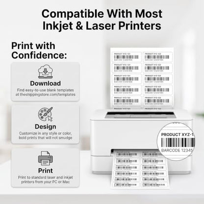 4" X 1" Matte White Printable Address Labels (100 Sheets, 2000 Stickers) - style: 2000 Labels
