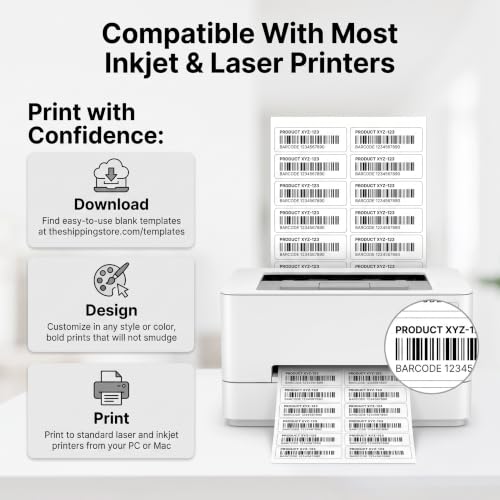 4" X 1" Matte White Printable Address Labels (250 Sheets, 5000 Stickers) - style: 5000 Labels