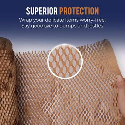 Honeycomb Packing Paper For Moving 15" x 500ft With Rope & Fragile Stickers - size: 15" x 500ft