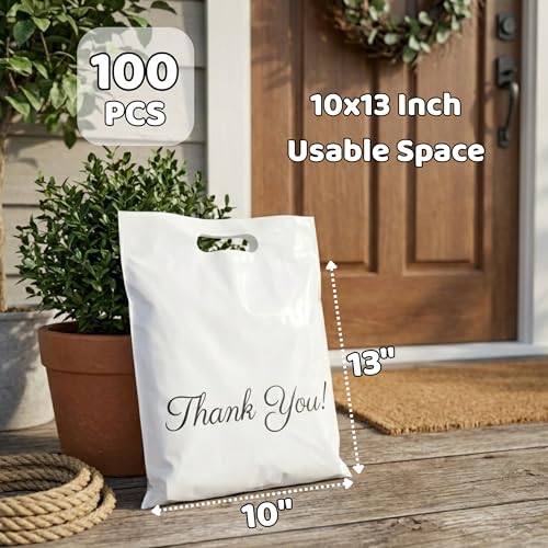 Donyson White Poly Mailers with Handle, 10x13, 100 Pack, Shipping Bags - color: White, size: 10x13 (100 Pack)