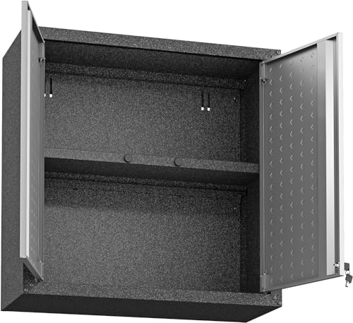 Manhattan Comfort Fortress Floating Storage Cabinet, Modern Stainless-Steel Garage Cabinet, Grey - color: Grey, style: Floating Cabinet