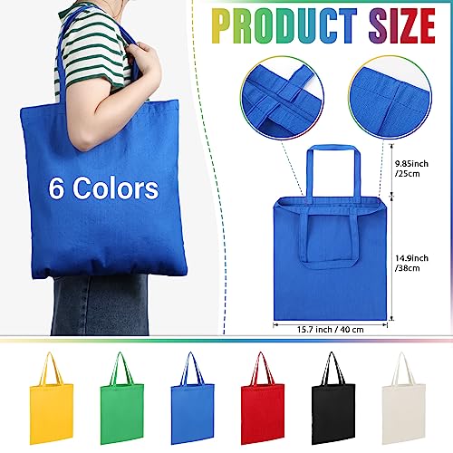 Roowest 60 Pack Canvas Tote Bags Bulk, 16" x 15", Multicolor - color: Multicolor