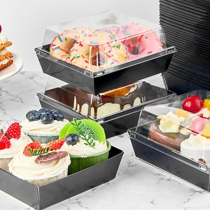 Ocmoiy Charcuterie Boxes with Clear Lids, 5 Inches, 50 Pack, Black - color: Black