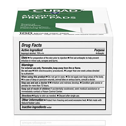 CURAD Alcohol Prep Pads, 400 Count, Medium 70% Isopropyl Alcohol Wipes, Individually Wrapped, First Aid Alcohol Swabs for Cuts & Scrapes, Medical Alcohol Pads