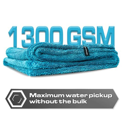 Blackline Microfiber Car Drying Towel 24"x36", 1300GSM Twisted Loop - color: Aqua