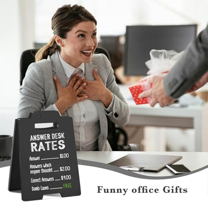 Office Desk Decor Funny Sign "Answer Desk Rates" Humor Plaque, Sarcastic Funny Gag Gift for Coworker, Friends, IT Support, Boss, Customer Service, Cubicle Decor, Christmas White Elephant Gifts - style: "Answer Desk Rates"