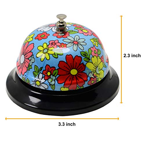 Call Bell Desk Service Bell Ding Bell for Restaurant Hotel Room Kitchen Party Office Receptionist Elderly Teachers Chef,3.3 inch - color: Blue-pattern