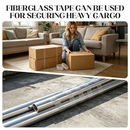 Mono Fiberglass Transparent Reinforced Packing,Strapping Tape Packaging Tape Heavy Duty Waterproof Tape 2" x55yards, 6mil (2 Pack)
