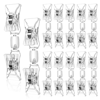12 Pieces Double Sided Sign Clip, Clear Retail Merchandise Display Sign Clips Plastic Sign Holder Price Tag Signs Holders on Clothing Rack, Rotating Swivel Signs Tag Menu Clips for Retail Sale Display