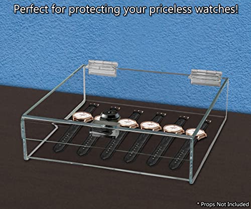 Acrylic Locking Display Case with Keys 9" x 9" x 2" Clear Square Countertop Tray with Lid for Artifacts Antiques Collectibles Jewelry Currency and Coins by Marketing Holders - size: 9"w x 9"d x 2"h
