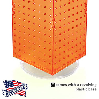 Azar Displays 703385-ORG Four-Sided Revolving 8”W X 20”H Pegboard Counter Display, Orange - color: Orange, style: Pegboard Only