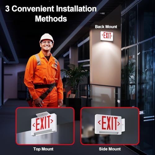 UL Emergency Exit sign with Lights Battery Backup Hardwired 120/277V, 1PC - color: 1 Pack