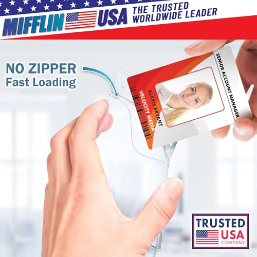 3x4 Vertical ID Name Badge Holder - Quick Load Zipperless, 100 Pack