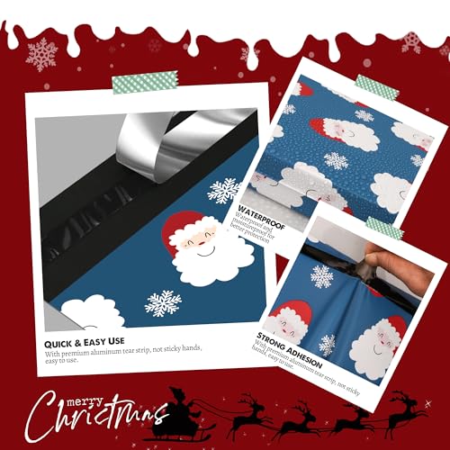 Christmas Poly Mailer 10x13 Inch 25 Pcs, Santa Claus and Snowflakes - color: Santa Claus and Snowflakes, size: 10x13 Inch 25Pcs