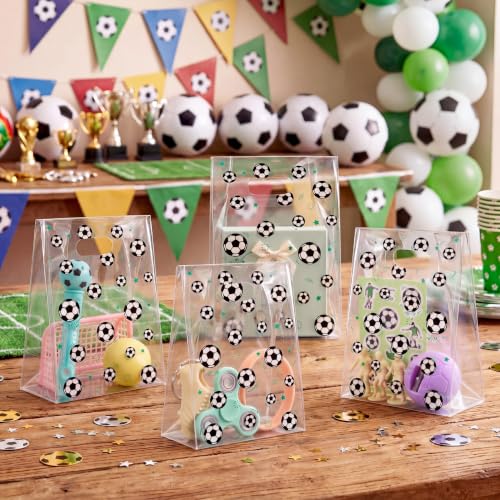 Pasimy 12 Pcs Soccer Gift Bags with Handles, Clear Soccer Plastic Treat Bag - style: Clear Soccer