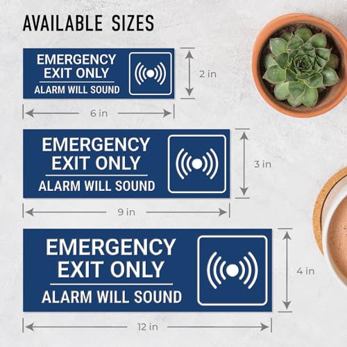 Emergency Exit Only Alarm Will Sound Sign, Engraved, - color: White, size: 3x9