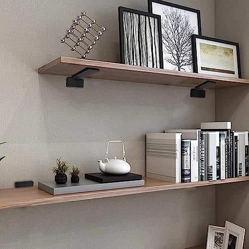 HITOMEN Heavy Duty Floating Shelf Brackets, 12-Inch (1/5'' Thick) Hidden Shelves Hardware, Iron L Brackets, Rustic Industrial Black Metal Wall Shelving Supports, 8 Pack - size: 12 Inch, style: 8 Pack