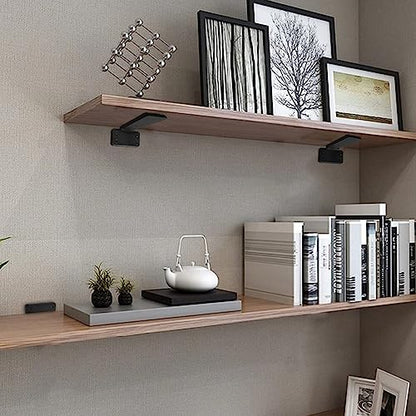 HITOMEN Heavy Duty Floating Shelf Brackets, 12-Inch (1/5'' Thick) Hidden Shelves Hardware, Iron L Brackets, Rustic Industrial Black Metal Wall Shelving Supports, 8 Pack - size: 12 Inch, style: 8 Pack