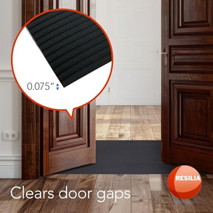 RESILIA Black Plastic Floor Runner - Embossed Wide Rib Waterproof Vinyl, Heavy Duty Protector Mat for Indoor Hardwood, Hard Floors, Garage, Entryway, Kitchen, & Outdoor Use, 36” x 12’, Made in USA - size: 36" x 12'