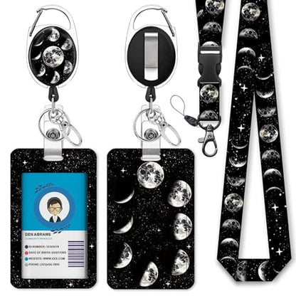 Giancomics Moon Lanyards for ID Badges, Badge Holder Retractable Reel Card - color: Moon