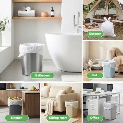 3 Gallon Small Trash Bags Bathroom Biodegradable With Handles - color: Bio-3Gal-White100