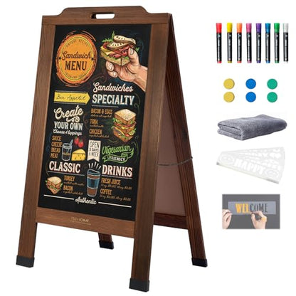 Magnetic Portable A-Frame Chalkboard Signs, 40" × 20", Brown - color: Aa-portable-brown