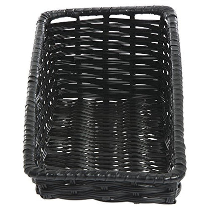HUBERT Wicker Storage Baskets Black Plastic - 7 1/2"L x 16"D x 1 1/2" to 5"H - color: Black, size: 7.5"Lx16"Dx 1.5-5"H