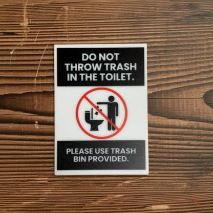 Do Not Throw Trash In Toilet Sign, 5x7 inch Acrylic Signs, Choose from 30 Warning and Policies, Each Sign Comes With Double Sided Tape for Easy Displaying. (Design 21) - color: Design 21