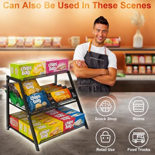Candy Display Rack with Pull-out Tray, 3-Tire Snack Organizer