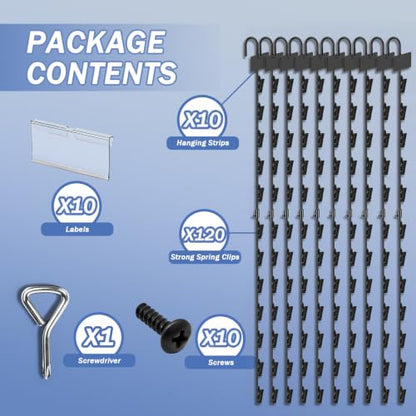 Hanging Chip Clip Strips for Merchandising with Hooks, 32 inch Chip Display Rack Stand 120 Clips Potato Chip Bag Holder with Label Headers Metal Retail Display Rack for Snack Candy 10 Pcs Black - size: 10Pcs-Black