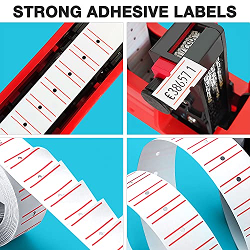 30 Rolls 15000pcs White Price Gun Labels for Mx-5500 Labeller White Pricemarker Stickers Plus 3 Piece Refill Ink Rolls - color: Red
