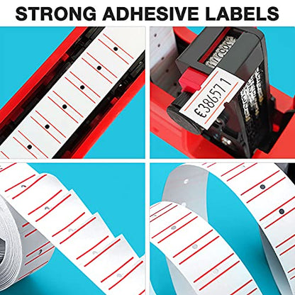 30 Rolls 15000pcs White Price Gun Labels for Mx-5500 Labeller White Pricemarker Stickers Plus 3 Piece Refill Ink Rolls - color: Red