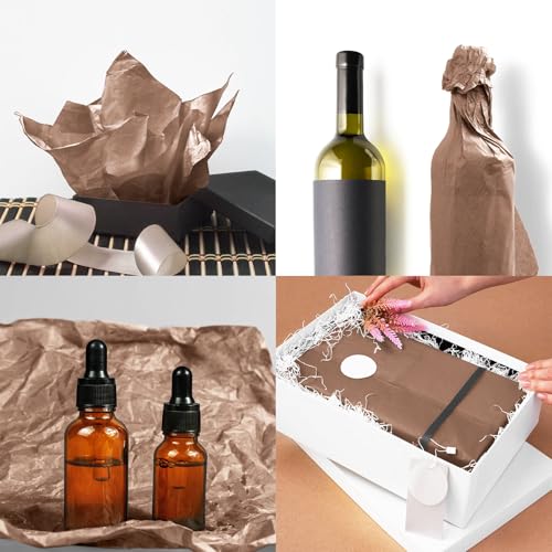 120 Sheets 14 x 20 Inch Brown Tissue Paper for Gift Bag Wrapping - color: Brown