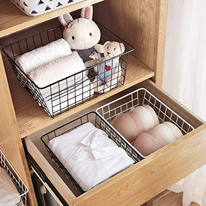 LeleCAT Wire Storage Baskets,Metal Wire Food Storage Organizer Bin Basket with Handles for Kitchen Cabinets, Pantry, Bathroom, Closets, Garage,Black 4 Pack - size: 4 Pack
