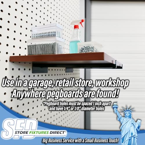 12" Pegboard Straight Arm Faceout Hook, Peg Shelf Bracket, Black, 25 Pack - size: 25 Pack