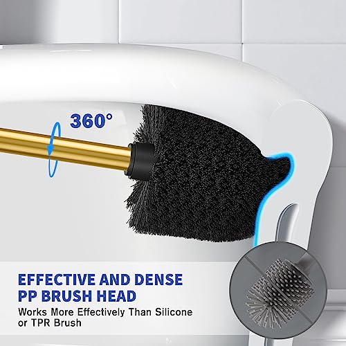 Toilet Brush and Holder, 2 Pack Toilet Brush Stainless Steel, Toilet Bowl Brush for Bathroom Toilet-Ergonomic, Elegant,Durable (Gold) - color: Gold