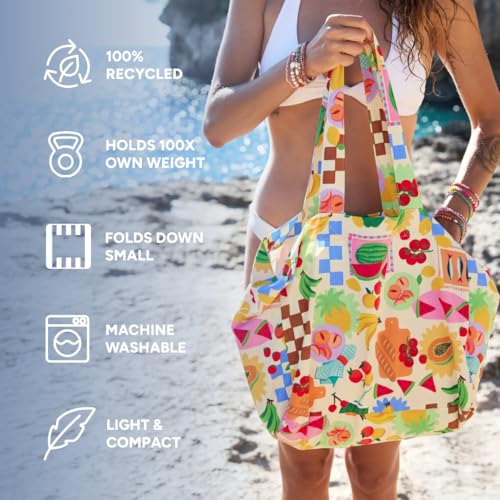 Dock & Bay Everyday Beach Tote Bag - Reusable Carrier Bag for Daily Use - Carries Up to 10kg - 100% Recycled Materials - color: Supper Club