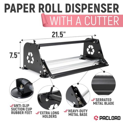 18" Paper Dispenser with Cutter + Pink Kraft Paper Roll - color: Pink, size: 1 Roll + Dispenser