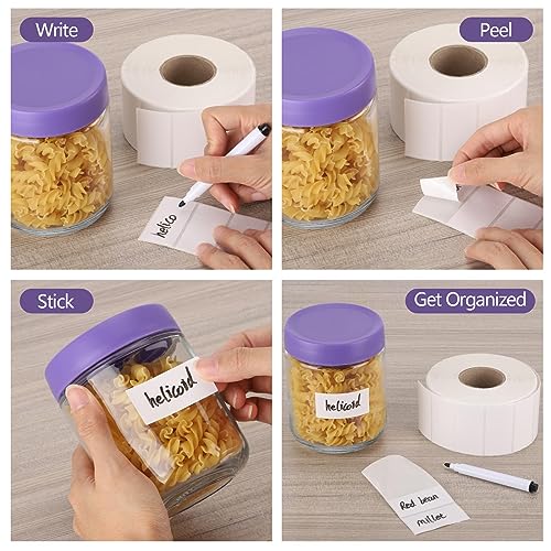 2000 Pcs White Labels Stickers to Write On 2 x 1 Inch, Waterproof and Oil Resistant Blank Barcode Labels for Food Containers Jars Pantry Organization