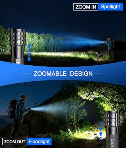 LETMY 4 Pack Rechargeable Flashlights 3 Modes Zoomable LED Flashlights - size: 4 Pack