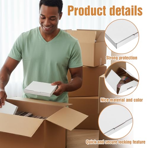 50 Pcs Cd Mailer Box, 5.9 x 5.3 x 0.7 inch Cd Shipping Boxes, Corrugated Mailing Bags for Moving, Shipping, Storage, or Small Business Packaging (White)